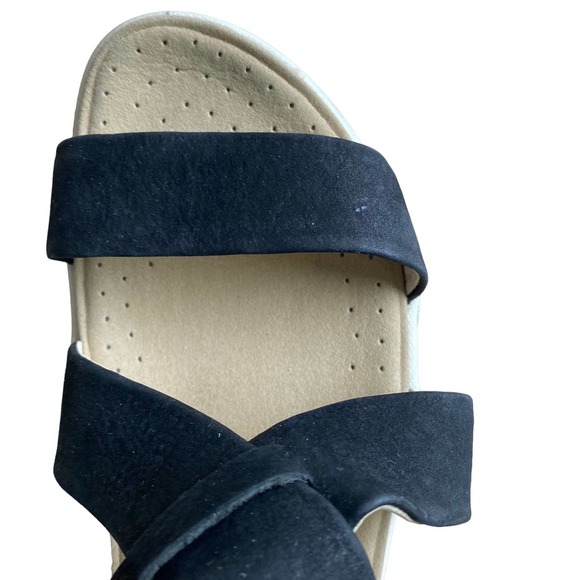 ECCO Black Velvet Suede Comfy Sandals Womens Size 8/8.5 (39) - Picture 8 of 14